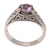 Amethyst solitaire ring, 'Imperial Flowers' - Amethyst and Sterling Silver Solitaire Ring thumbail