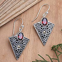 Gold-accented garnet dangle earrings, 'Miracle of Love'