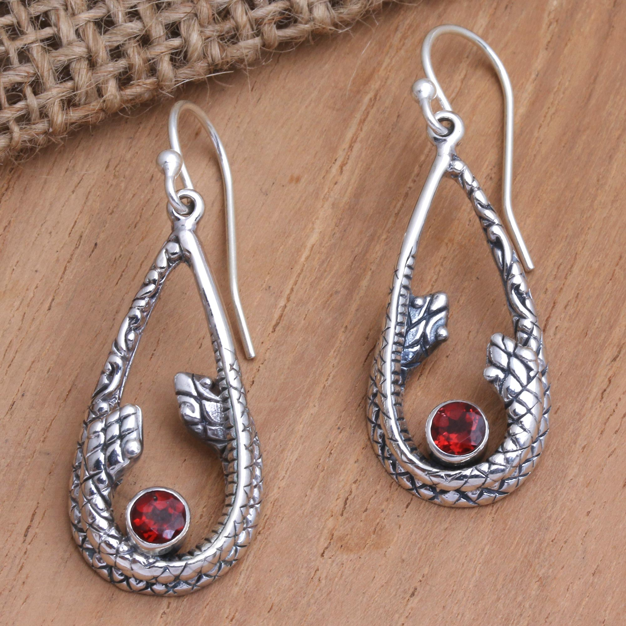 Deep Red Garnet & Silver Earrings by Balsamroot Jewelry