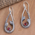 Garnet dangle earrings, 'Garter Snake in Red' - Garnet and Sterling Silver Snake Earrings (image 2) thumbail