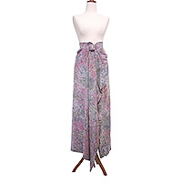 Batik rayon sarong, 'Happy Foliage'