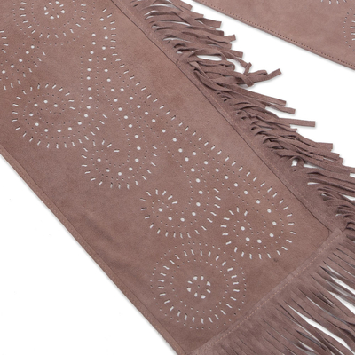 Leather scarf, 'Back to Earth' - Hand Crafted Suede Leather Scarf