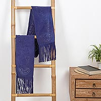 Leather scarf, 'Intuitive Soul' - Ultramarine Suede Leather Scarf from Bali