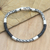 Pulsera de cadena de plata esterlina con detalles de cuero para hombre - Pulsera de Hombre de Cuero Negro y Plata de Ley