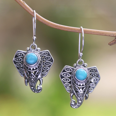 Sterling silver dangle earrings, Mystic Ganesha