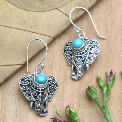 Sterling silver dangle earrings, 'Mystic Ganesha' - Sterling Silver Ganesha Dangle Earrings