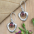 Garnet dangle earrings, 'Blazing Heart' - Garnet and Sterling Silver Dangle Earrings (image 2b) thumbail