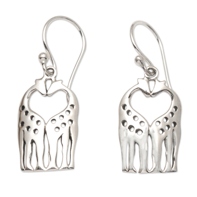 Sterling Silver Giraffe Dangle Earrings from Bali
