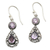Amethyst dangle earrings, 'Nevermore' - Balinese Amethyst and Sterling Silver Dangle Earrings thumbail