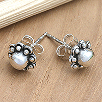 Sterling silver stud earrings, 'Brighter Tomorrow' - Handcrafted Balinese Sterling Silver Stud Earrings