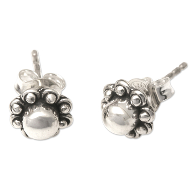 Sterling silver stud earrings, 'Brighter Tomorrow' - Handcrafted Balinese Sterling Silver Stud Earrings