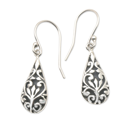 Sterling silver dangle earrings, 'Hazy Sunrise' - Hand Crafted Sterling Silver Dangle Earrings