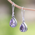 Amethyst dangle earrings, 'Cool Drop' - Handcrafted Sterling Silver and Amethyst Dangle Earrings (image 2) thumbail