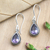 Amethyst dangle earrings, 'Cool Drop' - Handcrafted Sterling Silver and Amethyst Dangle Earrings (image 2b) thumbail