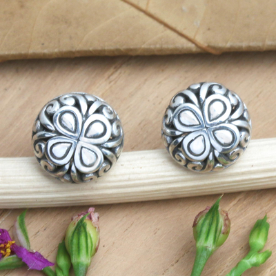 Sterling silver stud earrings, 'Wise Woman' - Hand Crafted Sterling Silver Stud Earrings