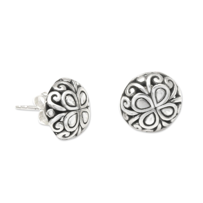 Sterling silver stud earrings, 'Wise Woman' - Hand Crafted Sterling Silver Stud Earrings