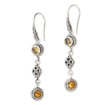 Citrine and Sterling Silver Dangle Earrings