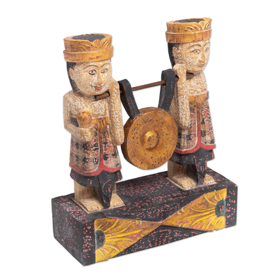 Wood figurine, 'Balinese Gong' - Hand Carved Balinese Wood Figurine