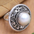 Cultured pearl cocktail ring, 'Lunar Plane' - Cultured Freshwater Pearl and Sterling Silver Cocktail Ring thumbail