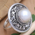 Cultured pearl cocktail ring, 'Lunar Plane' - Cultured Freshwater Pearl and Sterling Silver Cocktail Ring (image 2b) thumbail