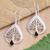 Garnet dangle earrings, 'Tropical Tree' - Garnet and Sterling Silver Tree of Life Earrings (image 2) thumbail