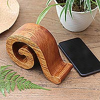 Wood phone stand, 'Mood Music'