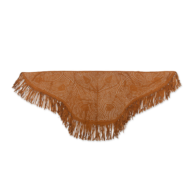 Mantón de cuero - Chal de piel serraje marrón canela