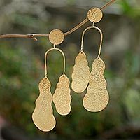 Artisan Crafted Gold-Plated Dangle Earrings,'Break the Silence'