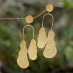 Gold-plated dangle earrings, 'Break the Silence' - Artisan Crafted Gold-Plated Dangle Earrings