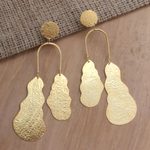 Gold-plated dangle earrings, 'Break the Silence' - Artisan Crafted Gold-Plated Dangle Earrings