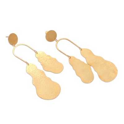 Gold-plated dangle earrings, 'Break the Silence' - Artisan Crafted Gold-Plated Dangle Earrings