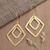 Gold-plated dangle earrings, 'Party Guest' - Gold-Plated Dangle Earrings with Hammered Finish (image 2c) thumbail