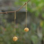 Gold-plated dangle earrings, 'Chaos Theory' - Handmade Gold-Plated Dangle Earrings