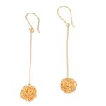 Gold-plated dangle earrings, 'Chaos Theory' - Handmade Gold-Plated Dangle Earrings