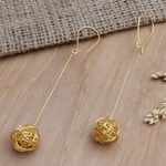 Gold-plated dangle earrings, 'Chaos Theory' - Handmade Gold-Plated Dangle Earrings