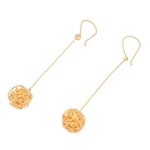 Gold-plated dangle earrings, 'Chaos Theory' - Handmade Gold-Plated Dangle Earrings