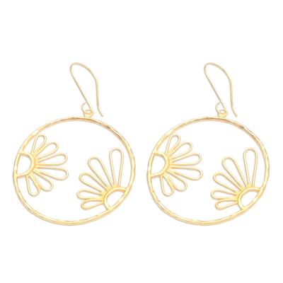Gold-Plated Floral Dangle Earrings