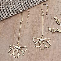 Gold-plated dangle earrings, 'Finding Flowers' - Hand Crafted Gold-Plated Dangle Earrings