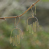 Gold-plated dangle earrings, 'Stretch Out' - Gold-Plated Balinese Dangle Earrings