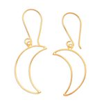 Gold-plated dangle earrings, 'Moon Money' - Gold-Plated Crescent Moon Dangle Earrings