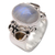 Rainbow moonstone and citrine cocktail ring, 'Snow Day' - Rainbow Moonstone and Citrine Cocktail Ring (image 2c) thumbail