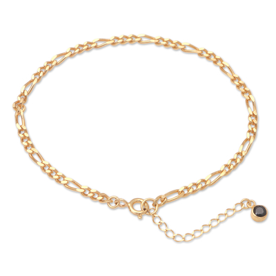 Gold-Plated Cubic Zirconia Figaro Chain Bracelet