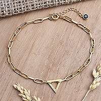 Gold-plated cubic zirconia chain bracelet, 'Geometric Daydream' - Gold-Plated Cubic Zirconia Bracelet from Bali