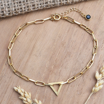 Gold-plated cubic zirconia chain bracelet, 'Geometric Daydream' - Gold-Plated Cubic Zirconia Bracelet from Bali