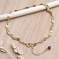 Gold-plated cubic zirconia link bracelet, 'Golden Riddle' - Gold-Plated Cubic Zirconia Link Bracelet
