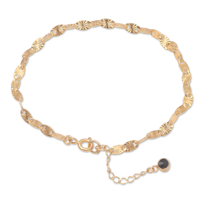 Gold-plated cubic zirconia link bracelet, 'Golden Riddle' - Gold-Plated Cubic Zirconia Link Bracelet