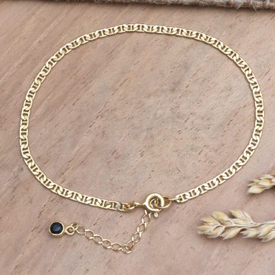 Pulsera de cadena con circonitas cúbicas bañadas en oro - Pulsera marinera de cadena con circonitas cúbicas bañadas en oro