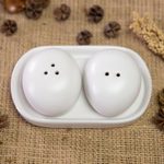 Ceramic salt and pepper set, 'Soft Seasoning' (3 pieces) - White Ceramic Salt and Pepper Set (3 Pieces)