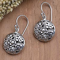 Sterling silver dangle earrings, 'Miracle Bloom' - Handcrafted Balinese Sterling Silver Dangle Earrings