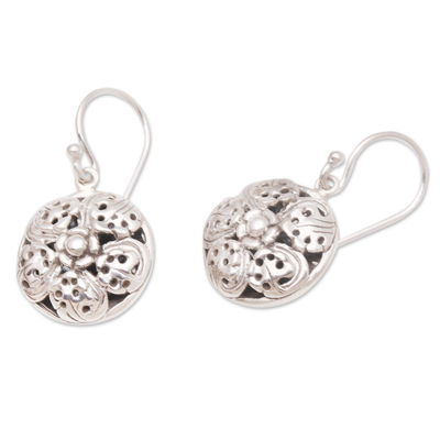 Sterling silver dangle earrings, 'Miracle Bloom' - Handcrafted Balinese Sterling Silver Dangle Earrings